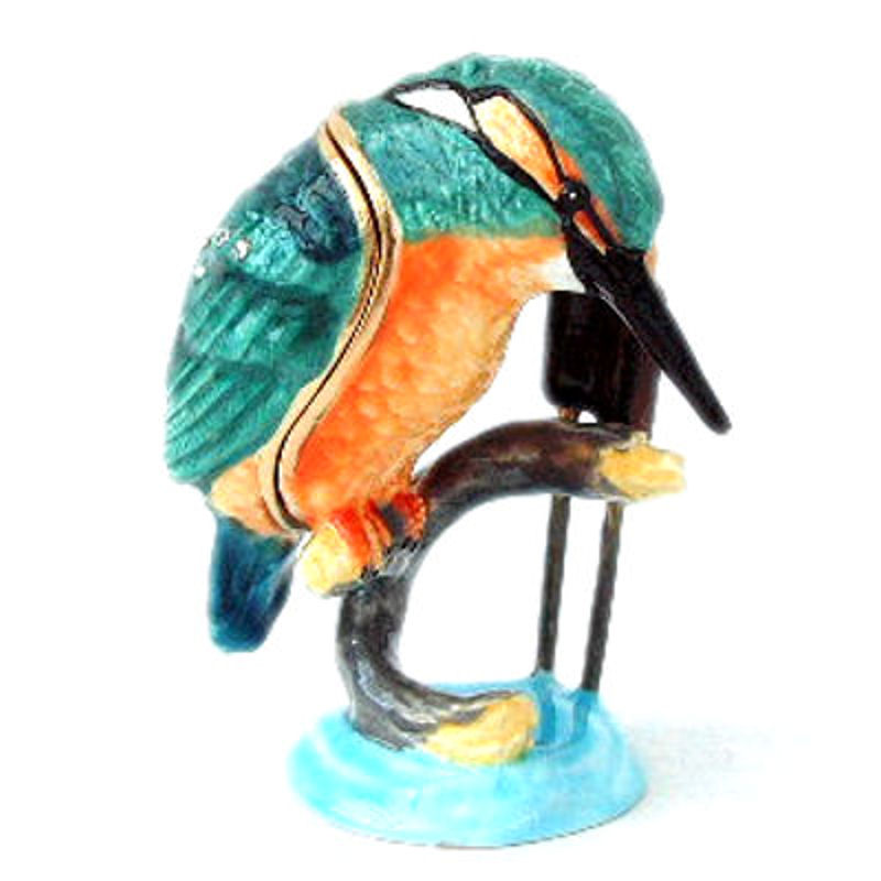 Kingfisher Jewelled and Enamelled Trinket Box - Secrets Range