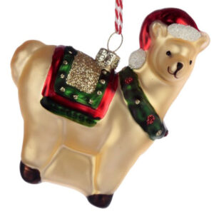 Llama with Saddle Glass Christmas Tree Bauble