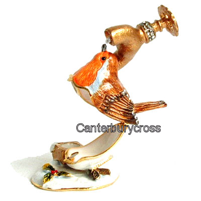 Trinket Box - Robin Drinking From Tap - Treasured Trinket - Image 2