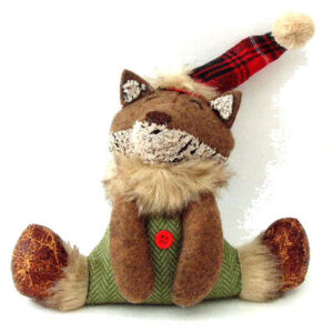 Fox Christmas Ornament - Seated, Red Pointy Hat
