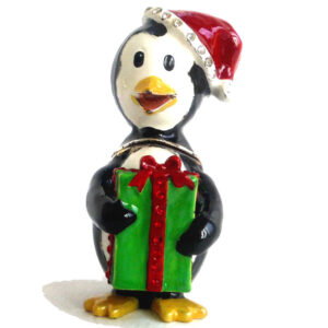 Christmas Penguin Jewelled and Enamelled Trinket Box by Arora Design