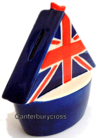 Sailing Boat Moneybox with Union Jack - Image 2