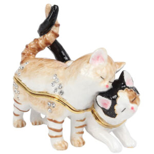 Two Cats with Entwined Tails Treasured Trinket Box