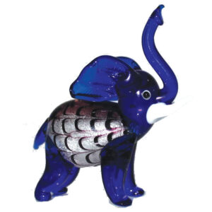 Miniature blue glass elephant