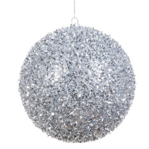 silver tinsel bauble