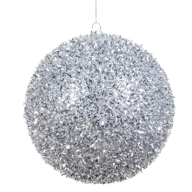 silver tinsel bauble