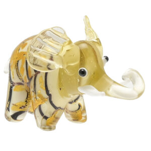 Miniature Glass Elephant in Yellows and Gold - Objet D'Art from the Juliana Collection