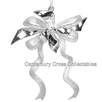 Silver Bow Tree Decoration