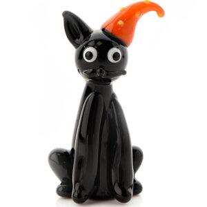 Miniature Halloween Black Cat Glass Figure - Objet D'Art