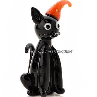 Miniature Halloween Black Cat Glass Figure - Objet D'Art - Image 2