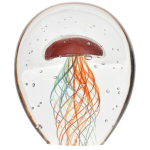 Red Glass Jellyfish Figure or Paperweight with Coloured Tentacles - Objet D'Art