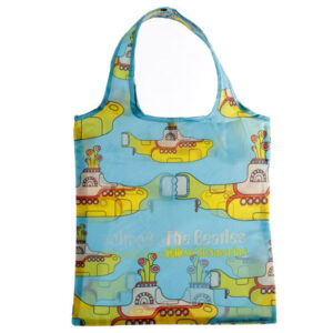 The Beatles Yellow Submarine Folding Shopping Bag with Pouch - Blue