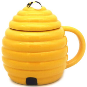 Skep or Beehive-shaped China Mug with Lid