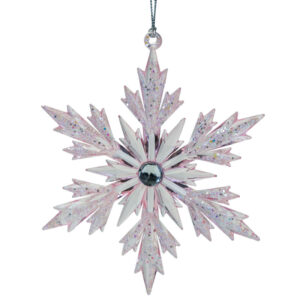 Pastel Pink Iridescent Star or Snowflake Christmas Tree Decoration or Ornament