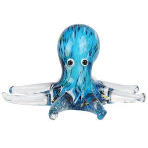Blue Glass Octopus Paperweight/Figure in Rich Blues from Objet D'Art