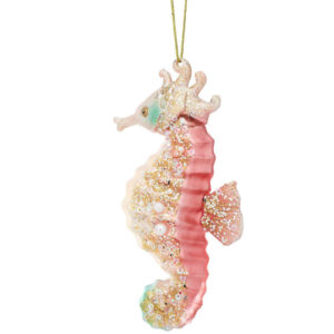 Pink Seahorse Glass Christmas Tree Bauble/Decoration