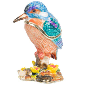 Trinket Box - Kingfisher with Yellow Flowers - Treasured Trinket by Juliana