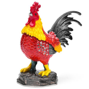 Red, Yellow and Black Rooster Trinket Box - a Treasured Trinket by Juliana