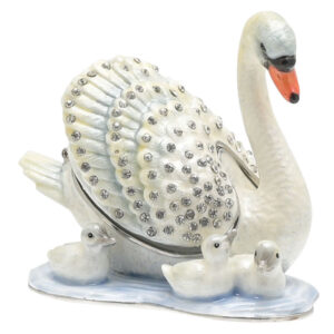Mother and Baby Swans Trinket Box - a Treasured Trinket by Juliana