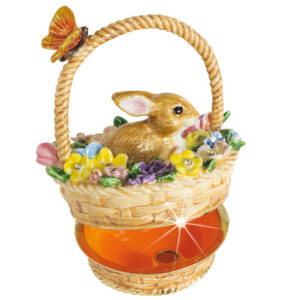 Rabbit or Bunny in a Basket with Butterfly - a Secrets Trinket Box from Arora Design