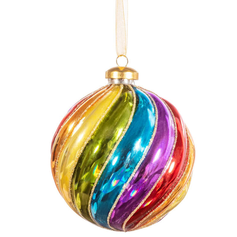 Spiral Rainbow Glass Bauble/Tree Decoration