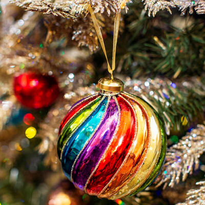 Spiral Rainbow Glass Bauble/Tree Decoration - Image 2