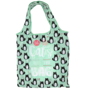 Feline Fine Cats Out the the Bag Folding Shopping Bag with Pouch.