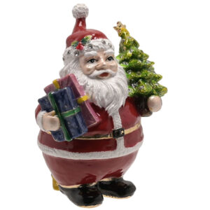 Santa with Tree and Presents Ceramic Trinket Box by Treasured Trinkets