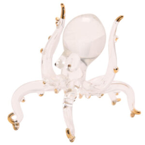 Miniature Clear Glass Octopus with Gold Highlights - an Objet D'Art from the Juliana Collection