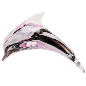 Glass Dolphin Figure in White, Purples and Gold - Objet D'Art from the Juliana Collection