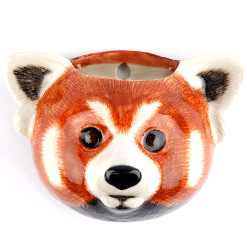 Red Panda Wall Vase/Wall Pocket from Quail Ceramics
