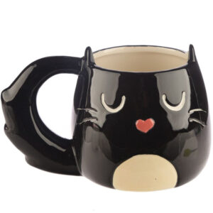 Feline Fine Novelty China Cat Mug with Bushy Tail Handle