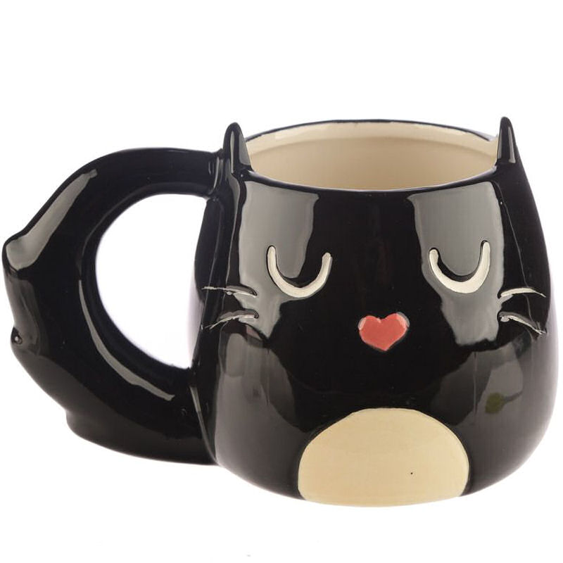 Feline Fine Novelty China Cat Mug with Bushy Tail Handle