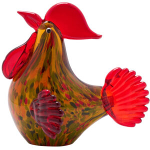 Glass Cockerel Figure in Rich Reds and Oranges - an Objet D'Art