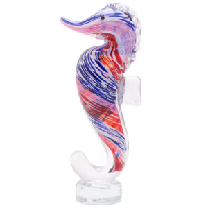 Red, White and Blue Glass Seahorse Figure - an Objet D'Art