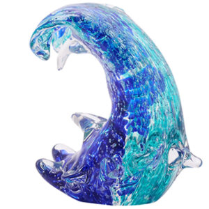 The Wave - a Glass Figure/Paperweight in Shades of Blue - an Objet D'Art