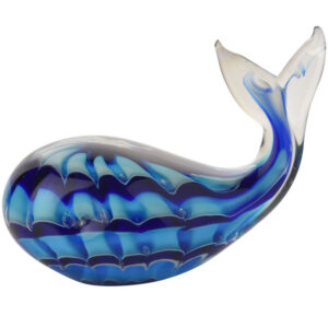 Multi-Coloured Blue Glass Whale Figure/Paperweight from the Objet D'Art Range