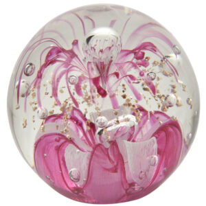 Pink and Gold Glass Paperweight from the Objet D'Art Range