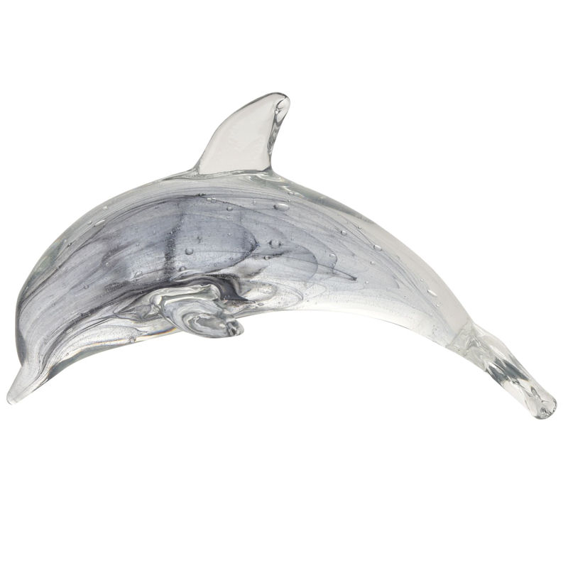 Grey Glass Dolphin Figure/Figurine from the Objet D'Art Range