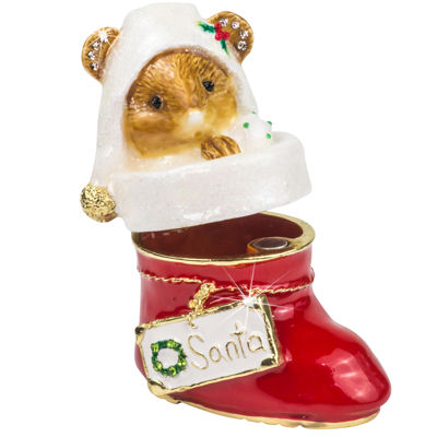 Craycombe Trinket Christmas Mouse in Santa's Boot Trinket Box from Arora Design - Image 3