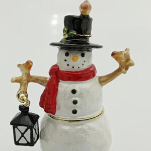 Craycombe Trinkets Snowman with Lantern and Robins Trinket Box by Arora Designs
