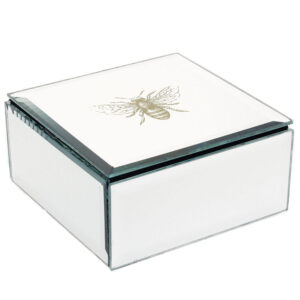Mirrored Glass Trinket Box with Bee Motif