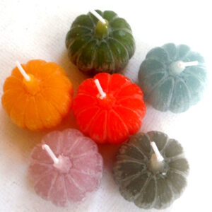Set of Six Halloween Coloured Wax Pumpkin-shaped Candle/Tea-light from the Country Living Range