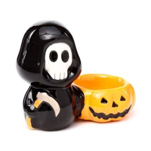 Death/Skull Boy with Scythe and Pumpkin Halloween Tealight Holder
