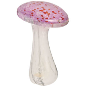 Pink and White Hand-blown Glass Toadstool by Objet D'Art