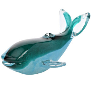 Serene Blue and Green Glass Whale Figure from Objet D'Art