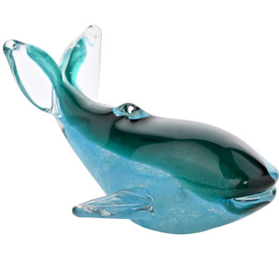 Serene Blue and Green Glass Whale Figure from Objet D'Art - Image 2