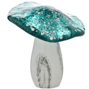 Teal and White Glass Toadstool Figure/Ornament from Objet D'Art