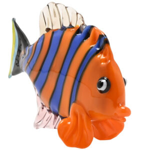 Miniature Glass Tropical Fish in Blue, Orange and Green from the Objets D'Art Range