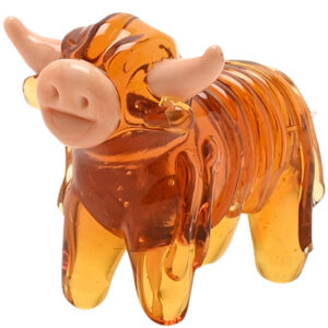 Miniature Glass Highland Cow Figure by Objets D'Art